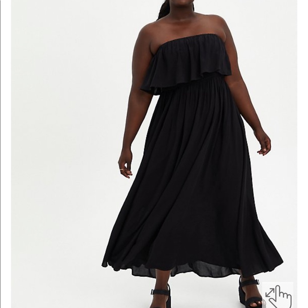 Torrid size 1 black ruffle maxi dress NWT